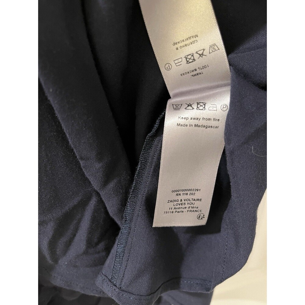 Zadig & Voltaire womens Reveal Faux Wrap Short Mini Dress size Small Navy $498 - Picture 9 of 9